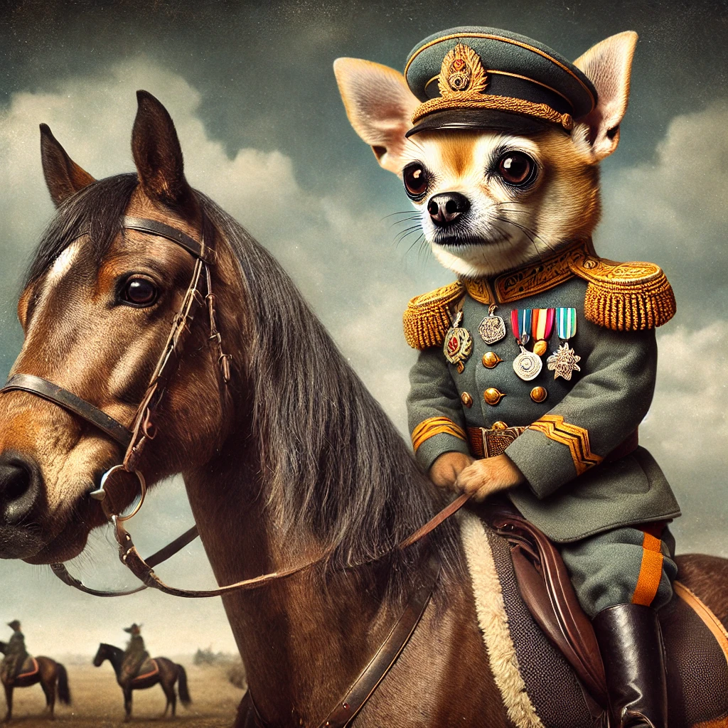 Chihuahua liderando las tropas.